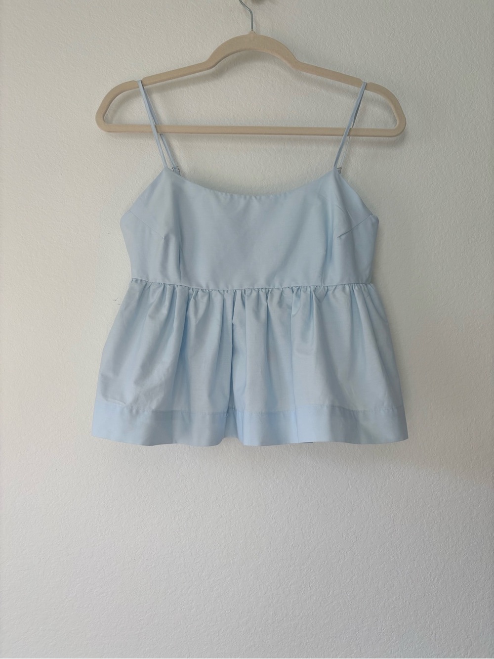 Zara Light Blue Spaghetti Strap Peplum Top